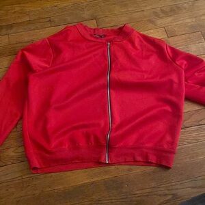 Red, cotton bomber jacket